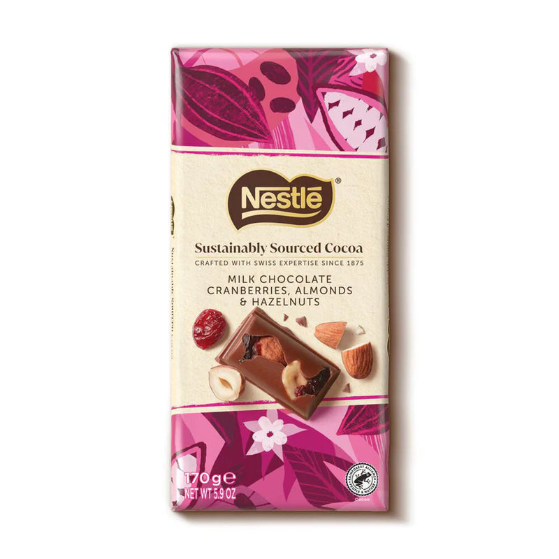 NESTLE BARRA SUSTENTAVEL AO LEITE, CRANBERRIES, AMENDOAS E AVELA 170G