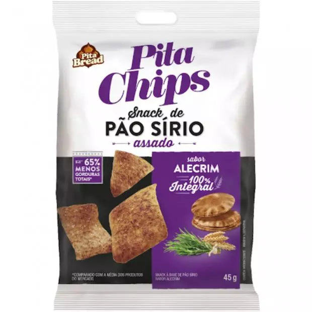 PITA CHIPS SNACK DE PAO SIRIO INTEGRAL ALECRIM 45G